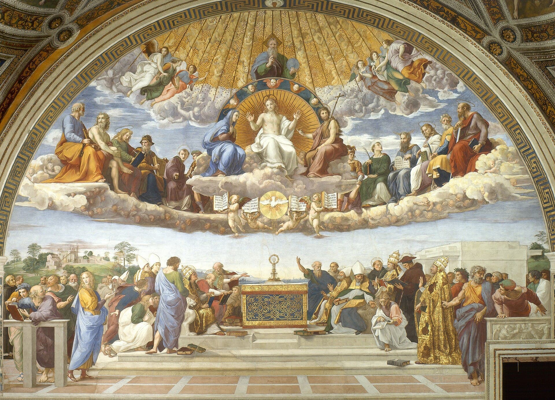 The Disputation of the Holy Sacrament — heaven and earth gathered around the Eucharist.