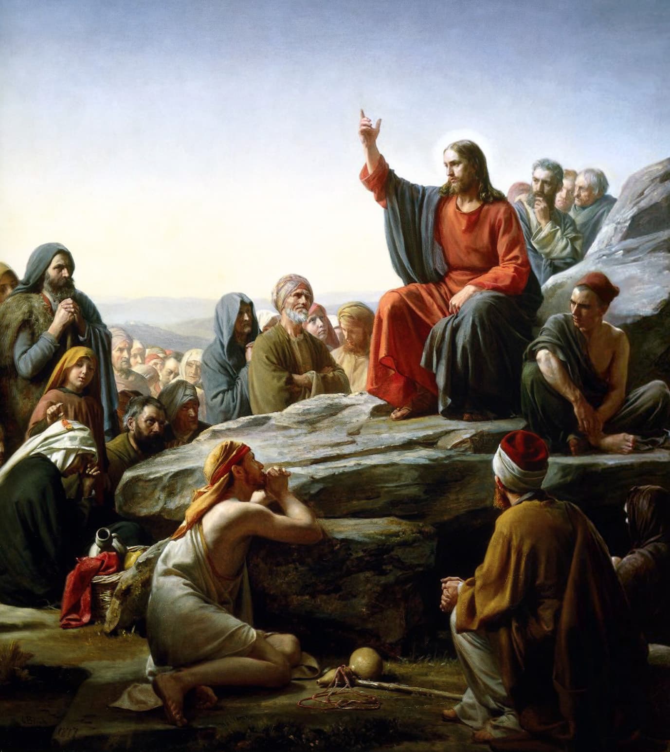 The Sermon on the Mount — Christ teaching the multitudes.